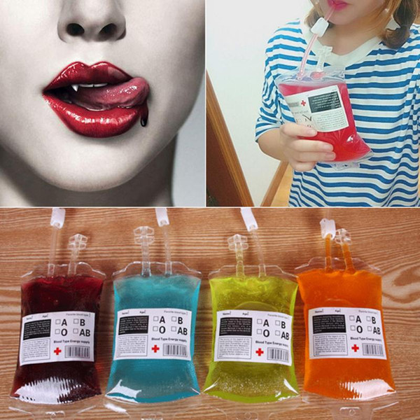 Halloween cosplay Blood Bag Juice Energy Drink Bag Halloween event Party supplies Pouch Props Vampires Reusable Package Bags
