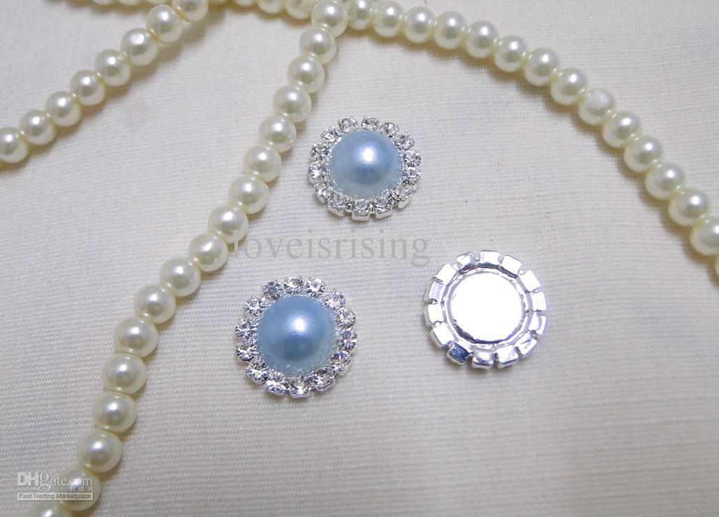 50pcs HOT Item Blue Pearl Flatback Wedding Favour Box Decor Scrapbook A-Grade Rhinestone Cluster DIY