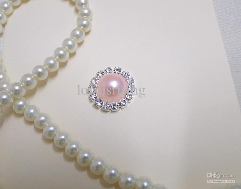 50pcs HOT SELL Pink Pearl Flatback Wedding Favour Box Decor Scrapbook A-Grade Rhinestone Cluster DIY