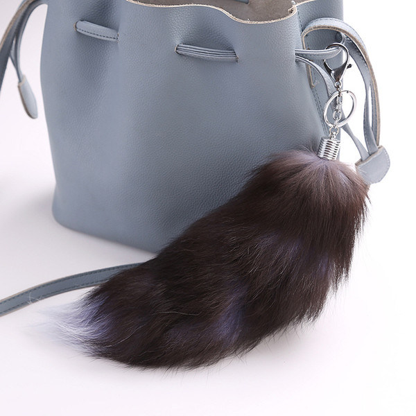 Fox Fur Lady Bag Pendants Long Fox Tail Keyrings Pompoms Cut Fluffy Car Key Chain Pom Pom Women Gifts