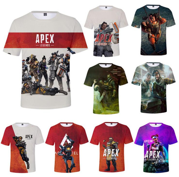 Apex Legend Men's T-Shirts with 3D Printing Video Games Short Sleeve Round O Neck Tees Tracksuit Fitness Tops for Teenager
