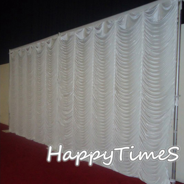 3*6m Event Background Decorations Wedding Curtain Backdrop Drapes In Ripple Design White Color Ice Silk Fabric