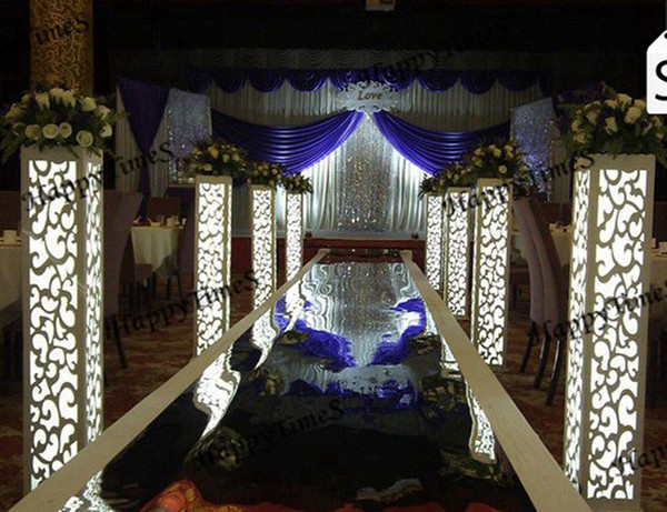 Luxury Wedding Party Pillars With Carved Design And Free LED Light Inside Banquet Road Lead Stand