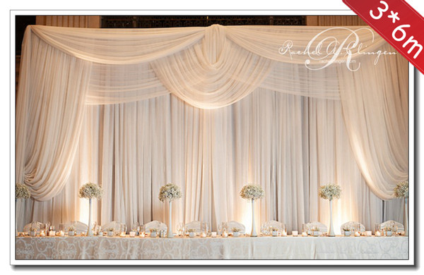 3*6m Wedding Decoration Backdrop With Swags Banquet Background Curtain Backdrop Party Favor Background Decorations Ice Silk Fabric