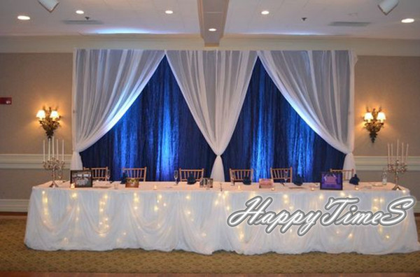 10ft high 20ft wide Royal Blue Backdrop Curtain With White Drapes Wedding Background Decorations Party Favor Decorations