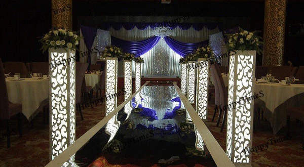 AU best price Wedding Party Pillars With Carved Design And Free LED Light Inside Banquet Road Lead Stand