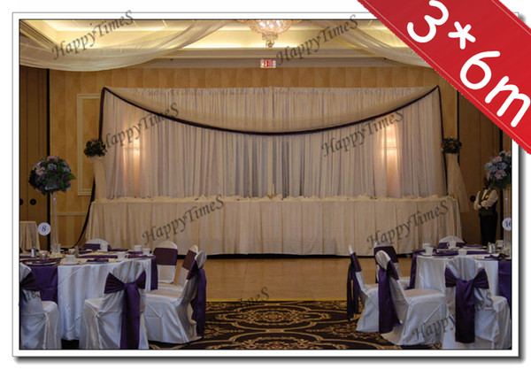 3*6m Wedding Backdrop Curtain With Black Swag On The Top Banquet And Party Faovr Background Decorations