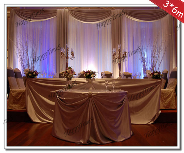 3*6M White Wedding Curtain Backdrop With Detachable Swag On The Top,Ice Slik Fabric ,Wedding Decoration,Wedding Favors Backdrop
