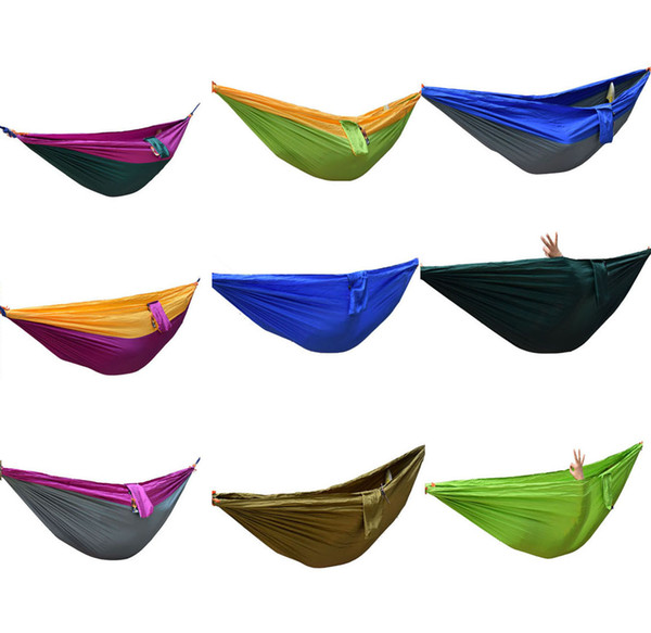 Portable Hammocks 210T Nylon Strong Hammock Garden Outdoor Camping Travel Survival Hammock Sleeping Bed