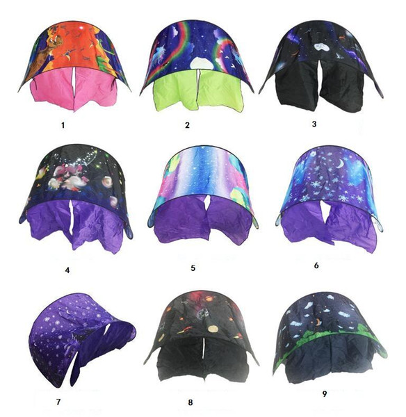 80*230cm Kids Dream Tents Folding Type Unicorn Moon White Clouds Cosmic Space Baby Mosquito Net toy tents Without Night Light 35pcs