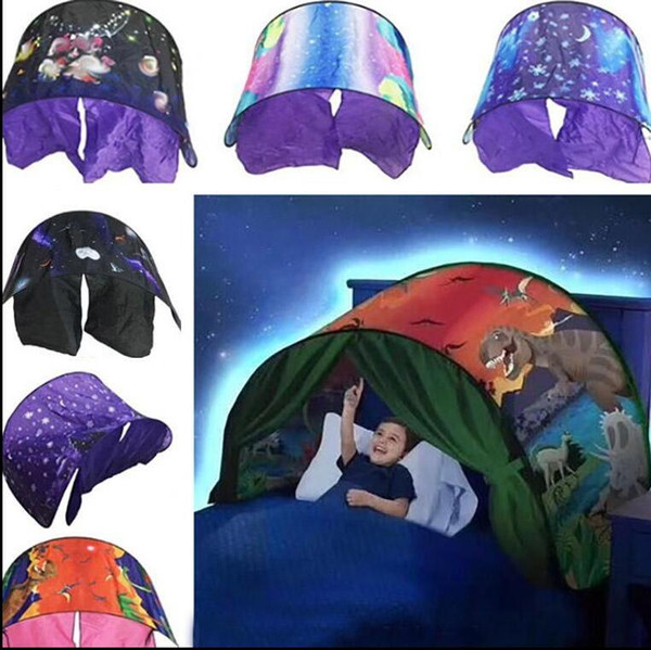 100pcs 9 Styles 80*230cm Kids Dream Tents Folding Type Unicorn Moon White Clouds Cosmic Space Baby Mosquito Net Without Night Light