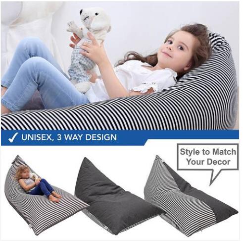 Sales!!! Free shipping Wholesales Stuffed Animal Storage Bean Bag Chair Extra Large Canvas Pouch Stripe Chair Sofa Baby Kid Toy Storage Bag