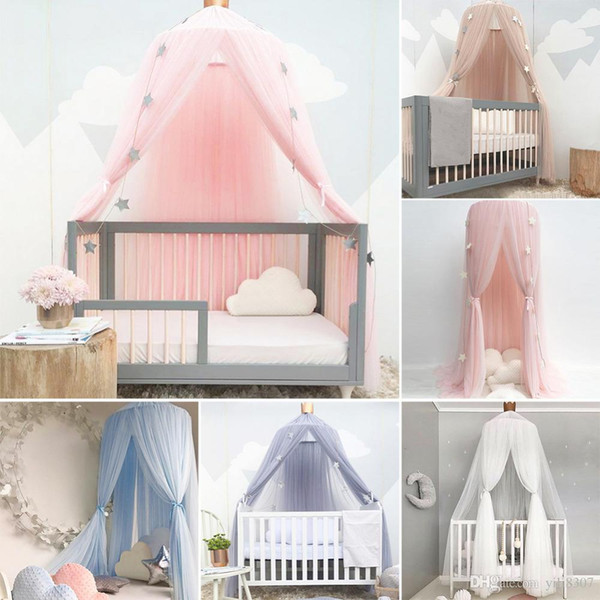 Wholesale 6 Color Baby Crib Netting Palace Canopy Bed Children Room Bed Curtain Hung Dome Mosquito Net Cotton Kids Girls Mantle Nets Tents