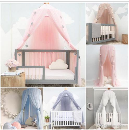 Wholesale 6 Color Baby Crib Netting Palace Canopy Bed Children Room Bed Curtain Hung Dome Mosquito Net Cotton Kids Girls Mantle Nets Tents