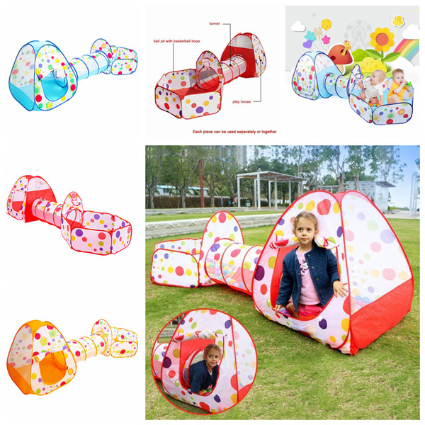 3in1 Foldable Children's Tent Pop Up Play House tunnel and ball pool Indoor Outdoor Children Baby Toys house tent 3pcs/set FFA1132