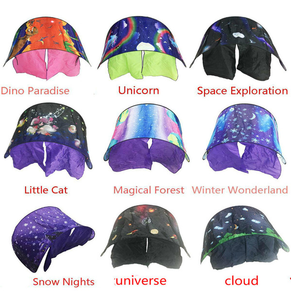 9 Styles 80*230cm Kids Dream Tents Folding Type Unicorn Moon White Clouds Cosmic Space Baby Mosquito Net toy tents Without Night Light