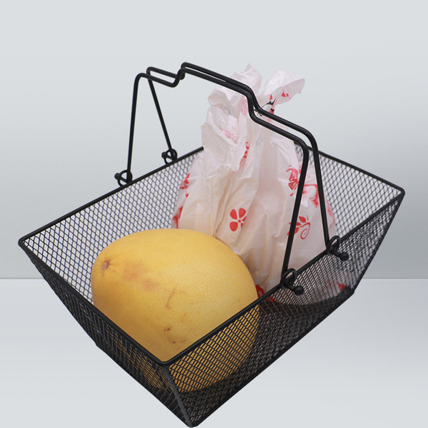 New shopping baskets for Christmas gifts packing ,powder coated bastket for fruit store Wire Mesh Basket With Metal Handles N.W.:0.4kg