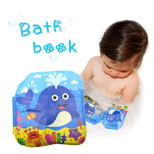 PVC Baby Bath Book Whale Waterproof and BPA-Free Kids Bathtime Educational Books Intelligence Baby Bath Book for Toddler(Whale)