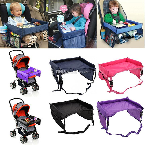 Newest Children Table Baby Car Safety Belt Travel Play Tray Waterproof Foldable Table Kids Car Seat Cover Pushchair Snack Desk WX9-170
