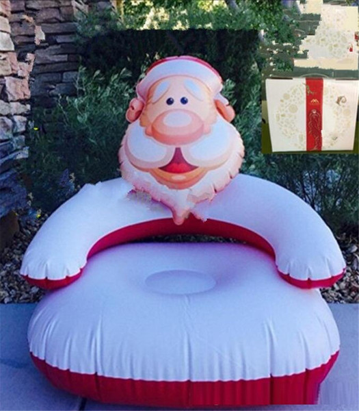 Kids PVC Inflatable Sofa Santa Claus Playroom Couch Chair Seats Inflatable Air Sofa Thicken Seat Christmas Gift For Children b1094