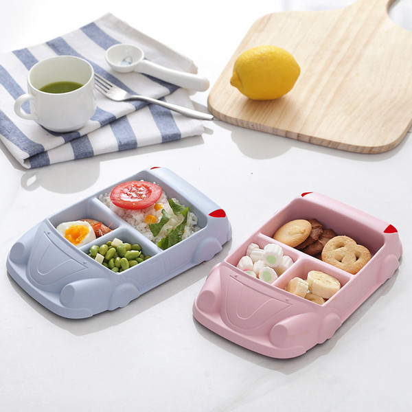 ITOP Bamoboo Fiber Bowl Baby Dishes Cartoon Car Shape Bowl Lunch Box Health and Safety Kid Children Feeding Plate Tableware