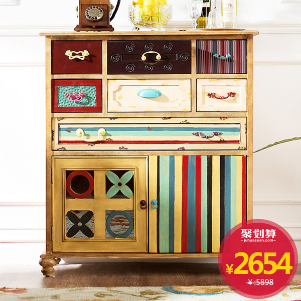 [Brand Group] European retro furniture color Seattle foyer storage Drawers Cabinet Office entrance cabinet h