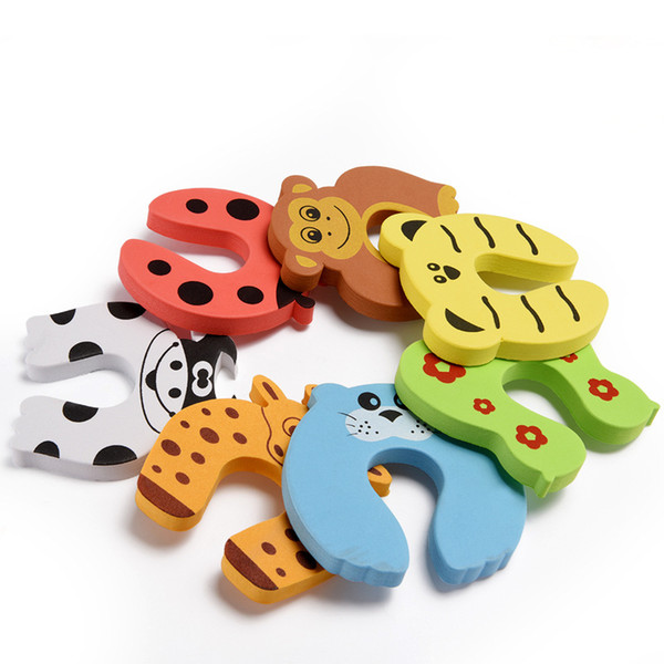 New Care Child kids Baby Animal Cartoon Anti-clip Gate Card stopper holder lock Safety Guard Finger 7 styles