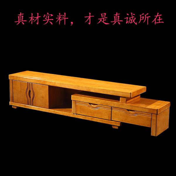 Oak TV cabinet retractable TV cabinet All solid wood living room furniture combination of modern Chinese cabinet lockers