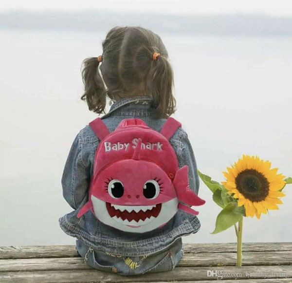 Baby Unisex Shark Plush Backpack PinkFong School Bag Girl Boy Kids Children School Bags Backpacks Infantil Shark Mochilas-Z020.2