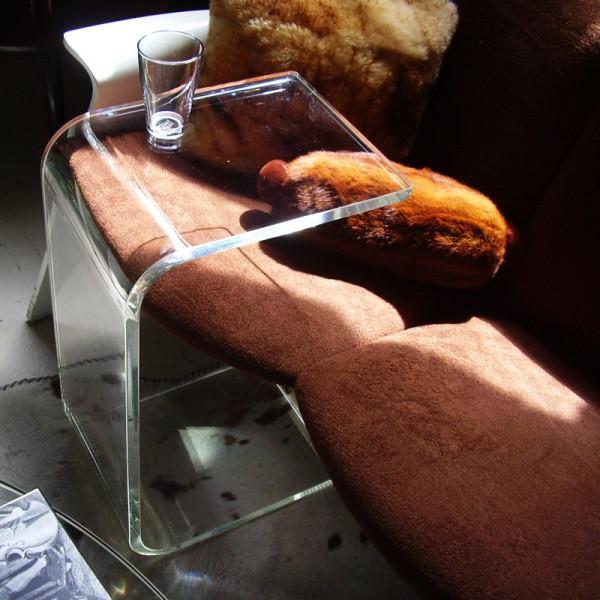 Hot Sale !!! C Shaped Waterfall Acrylic Occasional Side Table freeshipping