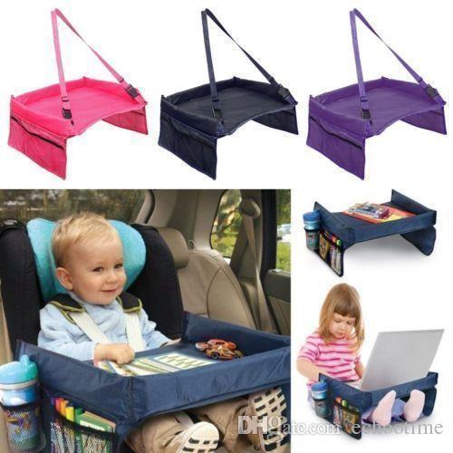 High Quality 5 Colors Baby Car Safety Belt Travel Play Tray Waterproof Foldable Table Baby Car Seat Cover Pushchair Snack With Opp Package
