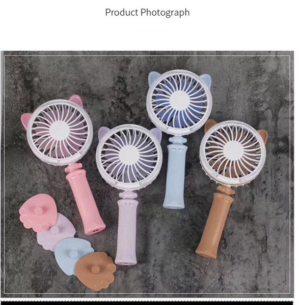 2019 New Arrival Twisted cat handheld cooling fan desktop colorful night light hand usb fan portable battery usb fan
