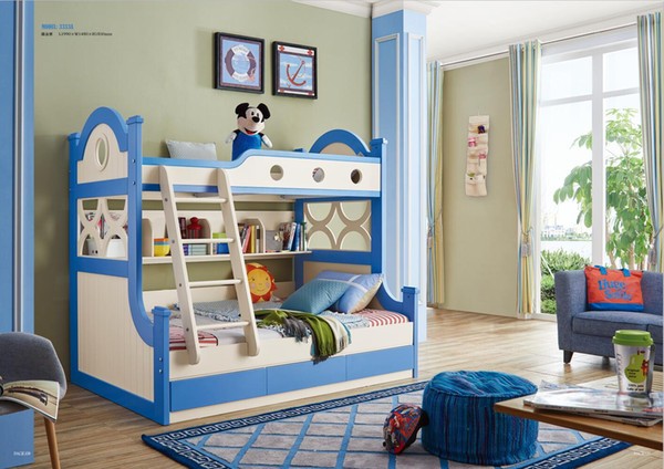 Ash wood children bedroom furniture solid wood children bed with storage cabinet stairs drawers bunk bed