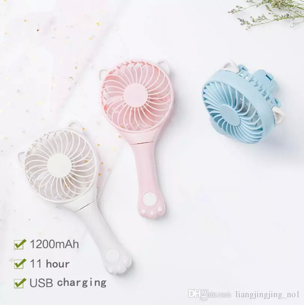 Mini Folding Portable Cartoon Fan USB cute cat Rechargeable Handheld Summer Air Cooler Cooling Fan Kids Gifts Toys 3colors FFA175 5PCS