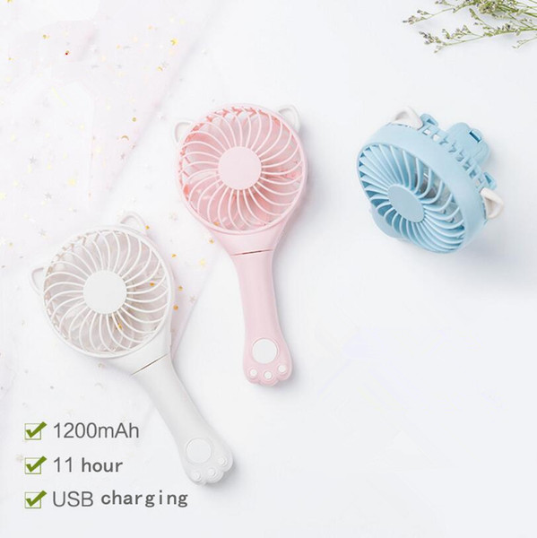 Mini Folding Portable Cartoon Fan USB cute cat Rechargeable Handheld Summer Air Cooler Cooling Fan Kids Gifts Toys 3colors FFA175 5PCS