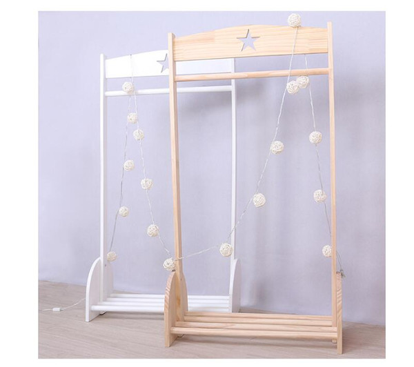 Ins Nordic Windstar hanger Children's clothing store solid wood simple hanging floor hanger children's room display shelf