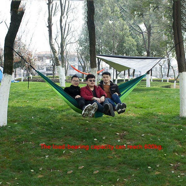 12 Color Outdoor Parachute Cloth Hammock Foldable Field Camping Swing Hanging Bed Nylon Hammock With Rope Carabiners DBC DH1338-1