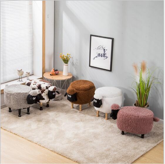 Storage Stool Shoes Little sheep Changing Living Room Sofa Foot Chair Cloth Package Wooden Modern Stools New Arrival Furniture