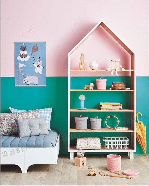 Ins children's shelf bookshelf Nordic children's room multi-storey bookcase Children's clothing store display rack cabinet