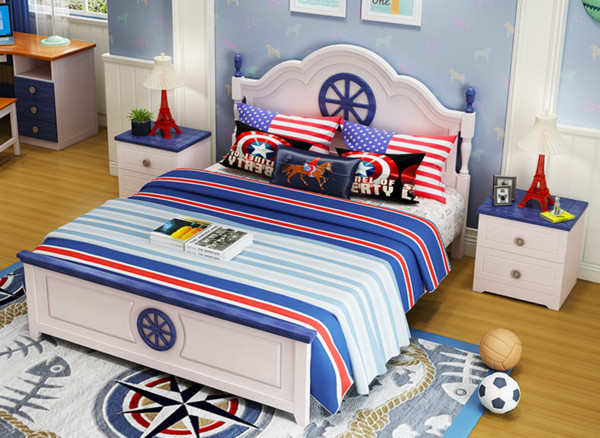 Children furniture suite combination boy child bed solid wood girl princess bed 1.5 meters single bed with storage