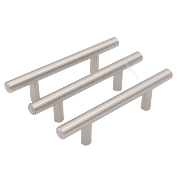 High quality solid steel T bar pull 76mm brush satin nickel cabinet bar pull factory directly 5pack