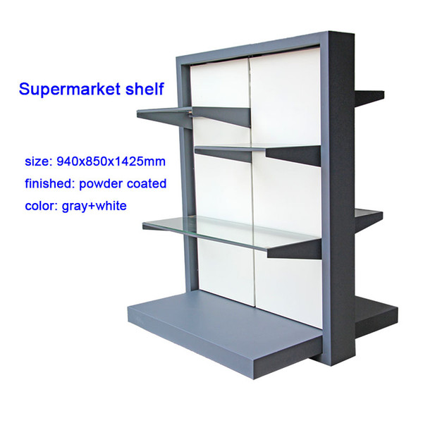 gray and white supermarket shelf metal commodity display stand for supermaket top grade tableware diplany rack for shoping
