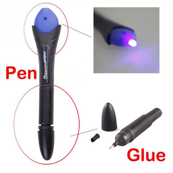 Wholesale- 5 Second Fix Liquid Glass Welding Compound Glue Repairs Tool Quick Use UV Light Fix Pen / Refill Glue Optional