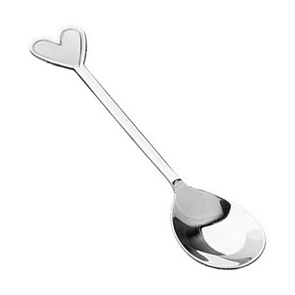 1 stainless steel heart-shaped coffee spoon silver