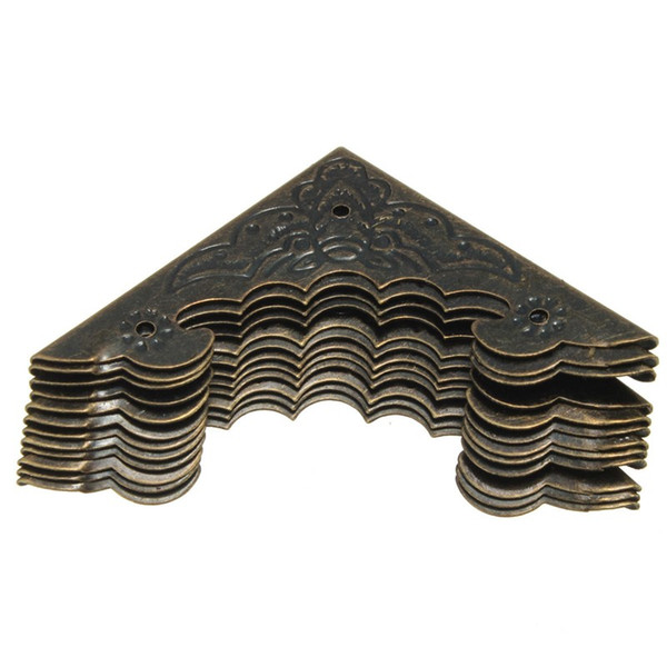 3ets/Lot _ 12pcs/set Bronze Decorative Antique Brass Jewelry Wine Gift Box Wooden Corner Protector Guard 55x40mm