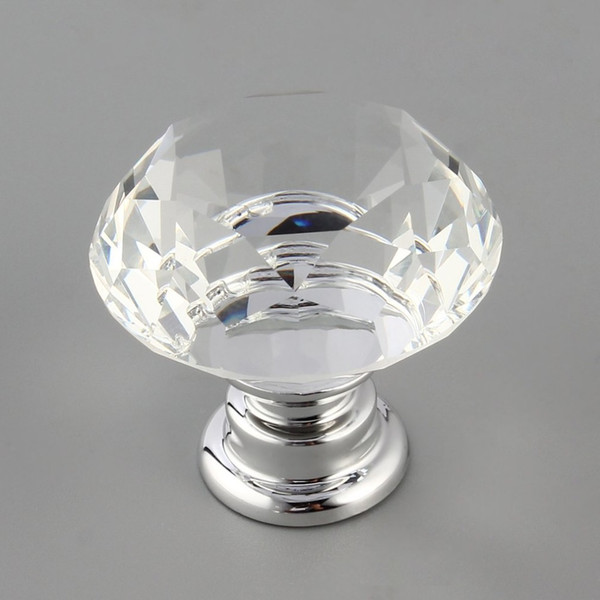 AOTU 10Pcs 30mm Diamond Plated Shape Crystal Glass Knob Cupboard Drawer Pull Handle New Kitchen Door Knob Accessories
