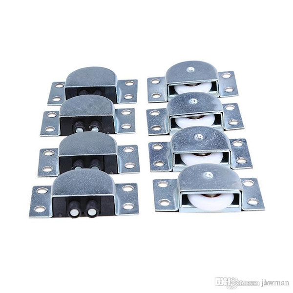 Wholesale- 4 Pairs(8 Pcs/Lot) Stainless Steel Sliding Door Wheel Cabinet Nylon Wheels Hanging Wheel Parts Door Rollers Door Hardware