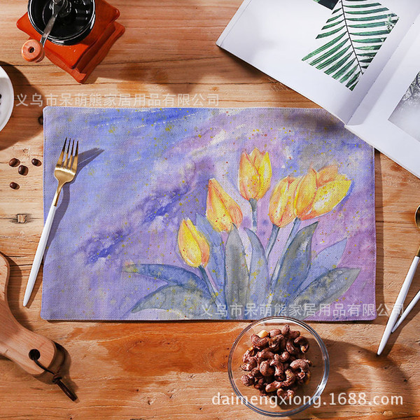 Art Cotton And Linen Food Mat Japanese Style Heat Insulation Pad Rectangle Continuous System Thickening Countryside Clear Fresh Air Mat