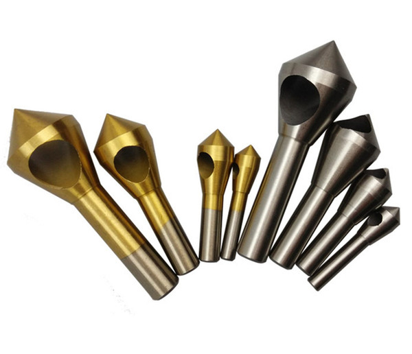 4pcs Titanium Coated Countersink & Deburring Drill Bits 2-5mm 5-10mm 10-15mm 15-20mm Tool Set Expanding Step Chamfer Chamfering