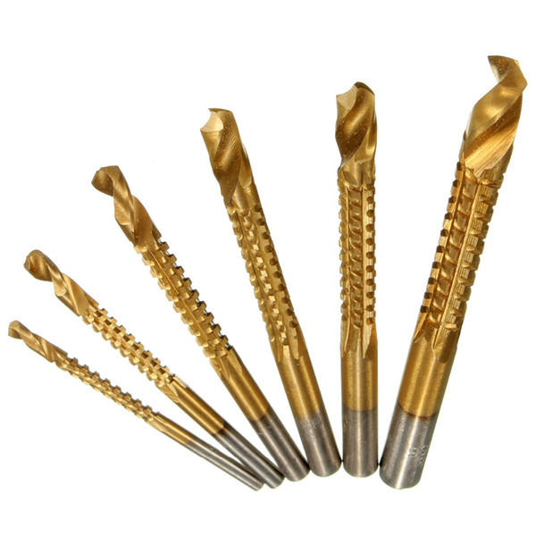 6Pcs / set of the smallest titanium coating HSS drill set tools woodworking Woodworking Hole Drill Drilling Bit Drum